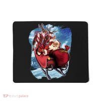 Santa Reindeer Sleigh Flying Over Snow Mousepad thumb 0