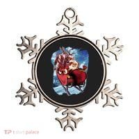 Santa Reindeer Sleigh Flying Over Snow Ornament thumb 0