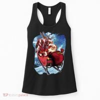 Santa Reindeer Sleigh Flying Over Snow Women's Tank Top thumb 0