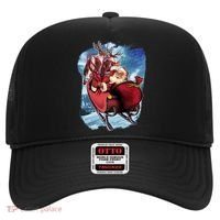 Santa Reindeer Sleigh Flying Over Snow Hat thumb 0