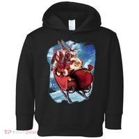 Santa Reindeer Sleigh Flying Over Snow Toddler Hoodie thumb 0