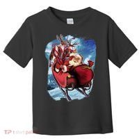 Santa Reindeer Sleigh Flying Over Snow Toddler T-Shirt thumb 0