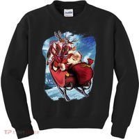 Santa Reindeer Sleigh Flying Over Snow Kids Sweatshirt thumb 0
