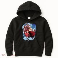 Santa Reindeer Sleigh Flying Over Snow Kids Hoodie thumb 0