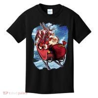 Santa Reindeer Sleigh Flying Over Snow Kids T-Shirt thumb 0