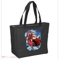 Santa Reindeer Sleigh Flying Over Snow Tote Bag thumb 2