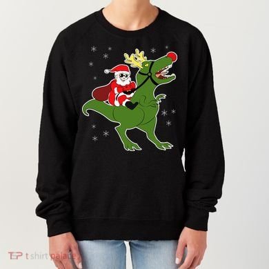 Santa Riding T-Rex Women's Sweatshirt
