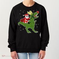 Santa Riding T-Rex Women's Sweatshirt thumb 0