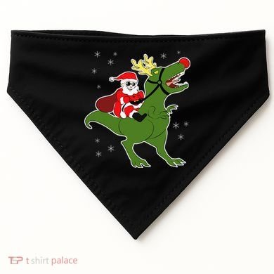 Santa Riding T-Rex USA-Made Doggie Bandana