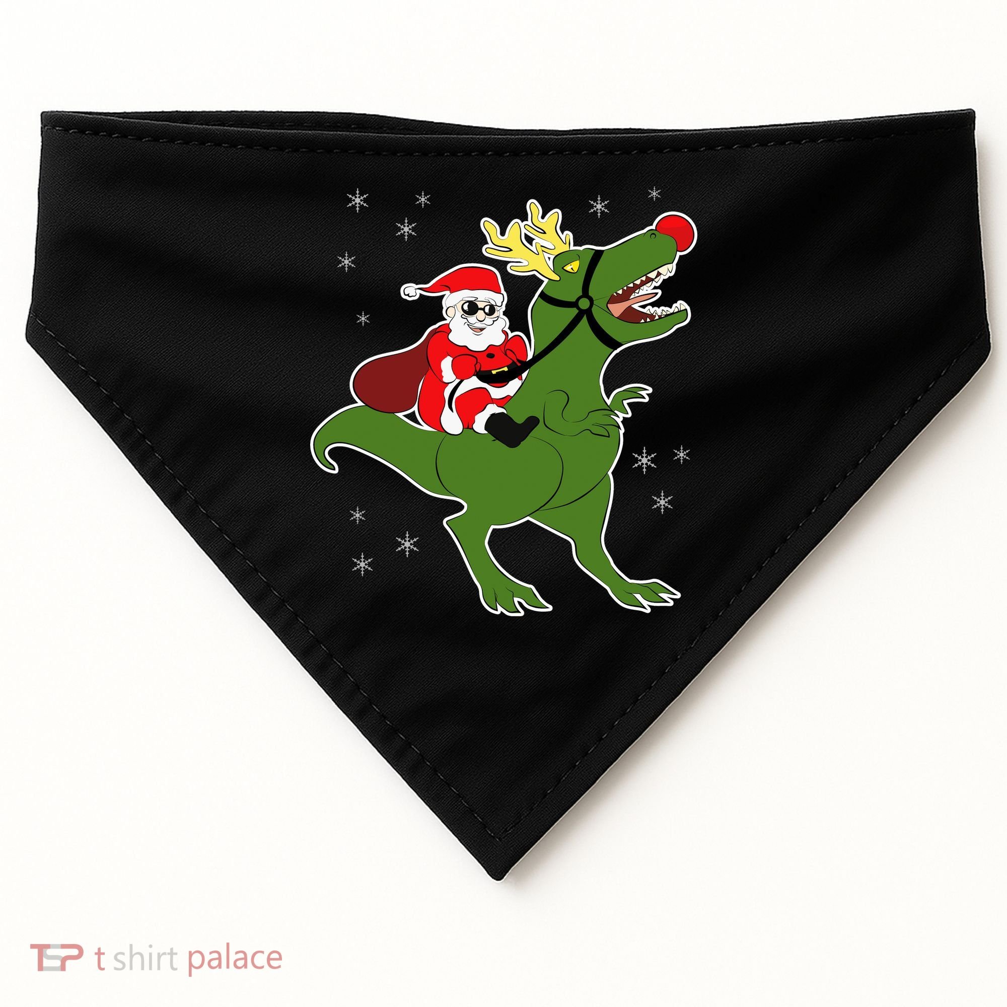 Santa Riding T-Rex USA-Made Doggie Bandana