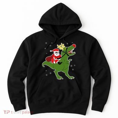 Santa Riding T-Rex Hoodie