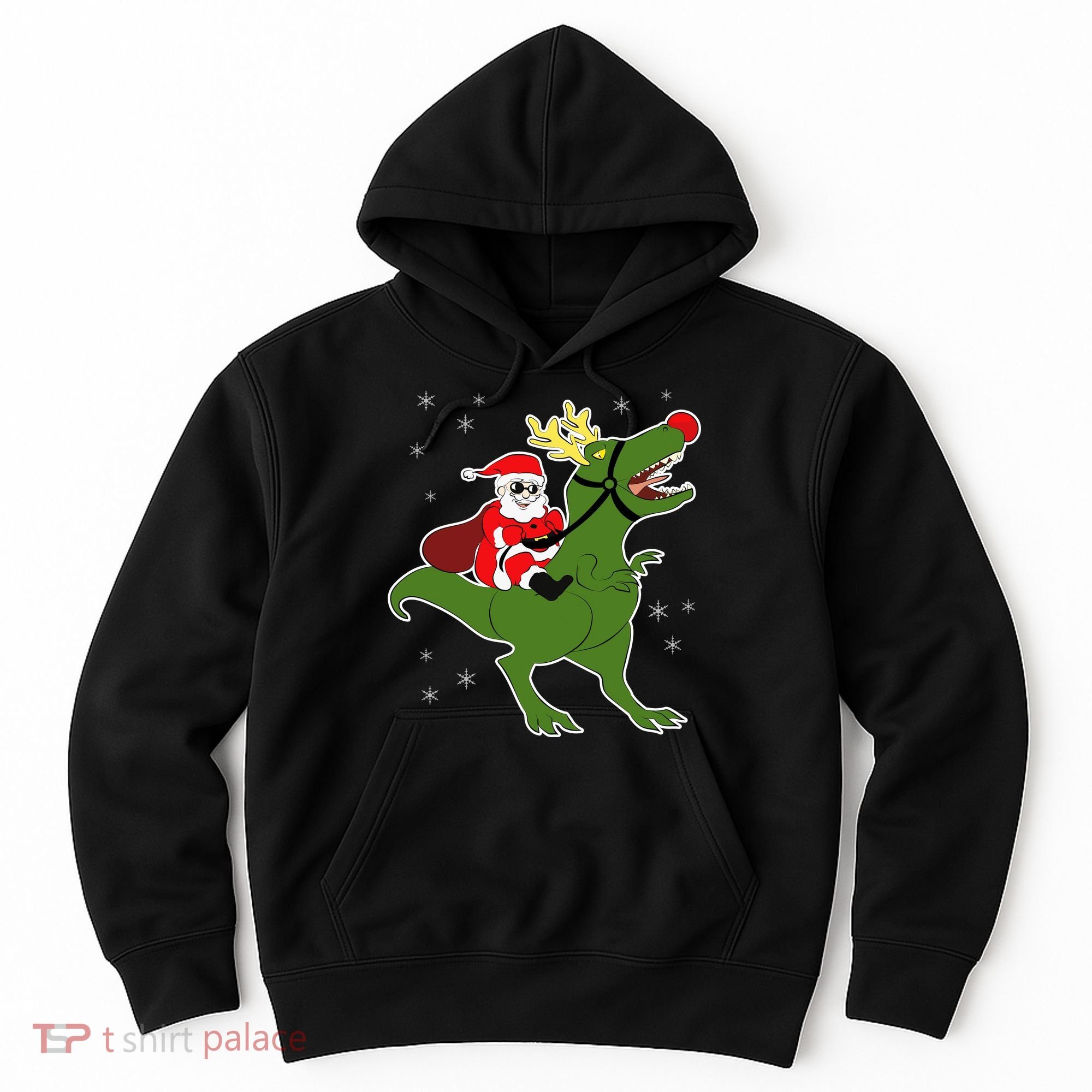 Santa Riding T-Rex Hoodie