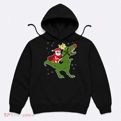 Santa Riding T-Rex Hoodie