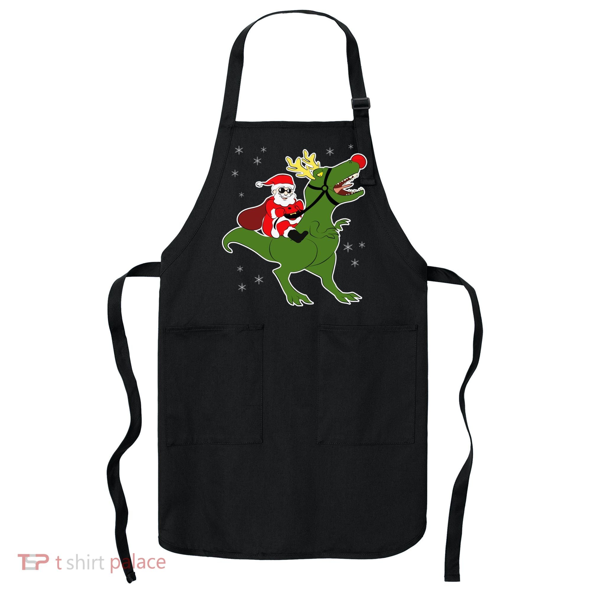 Santa Riding T-Rex Apron