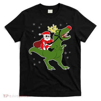 Santa Riding T-Rex T-Shirt