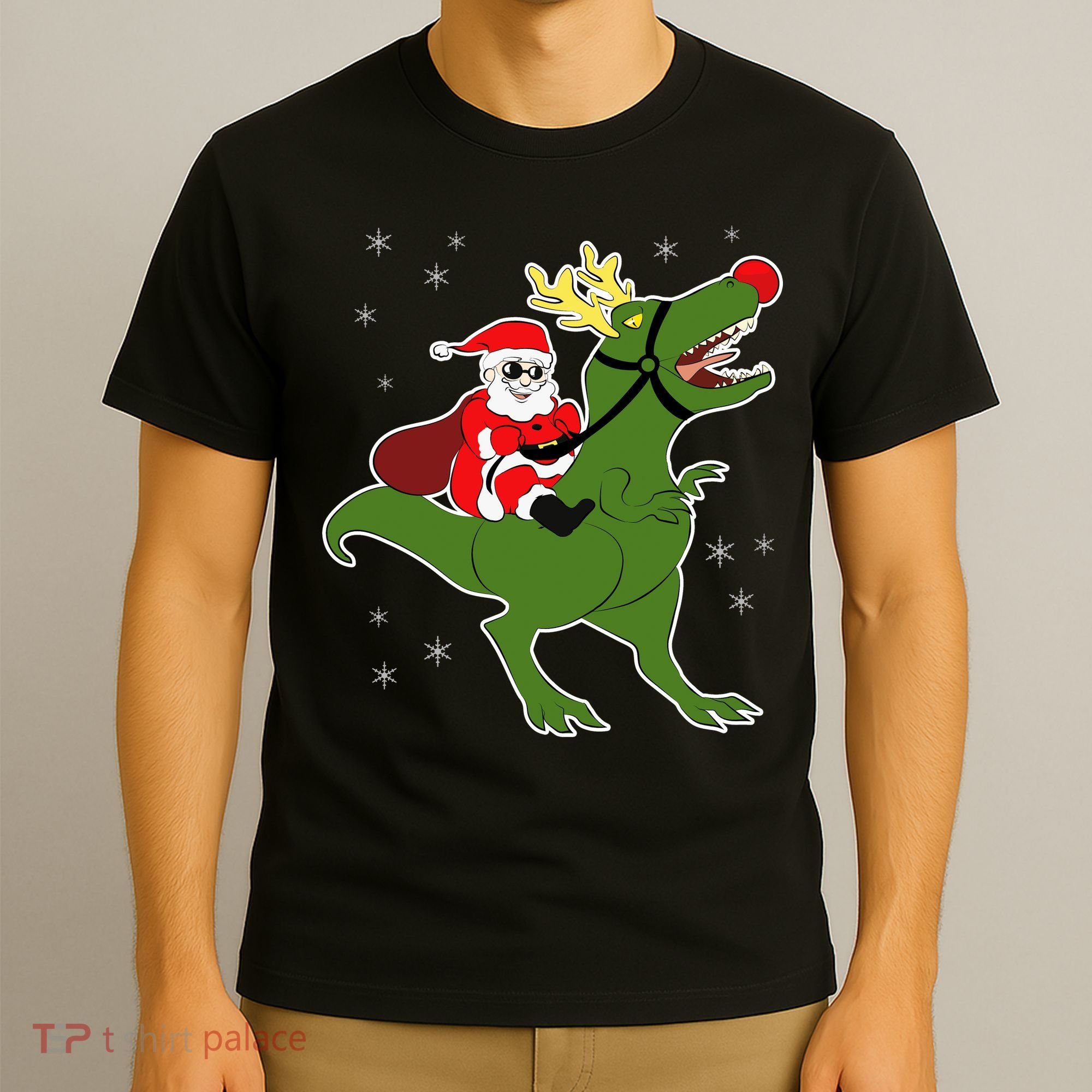 Santa Riding T-Rex T-Shirt