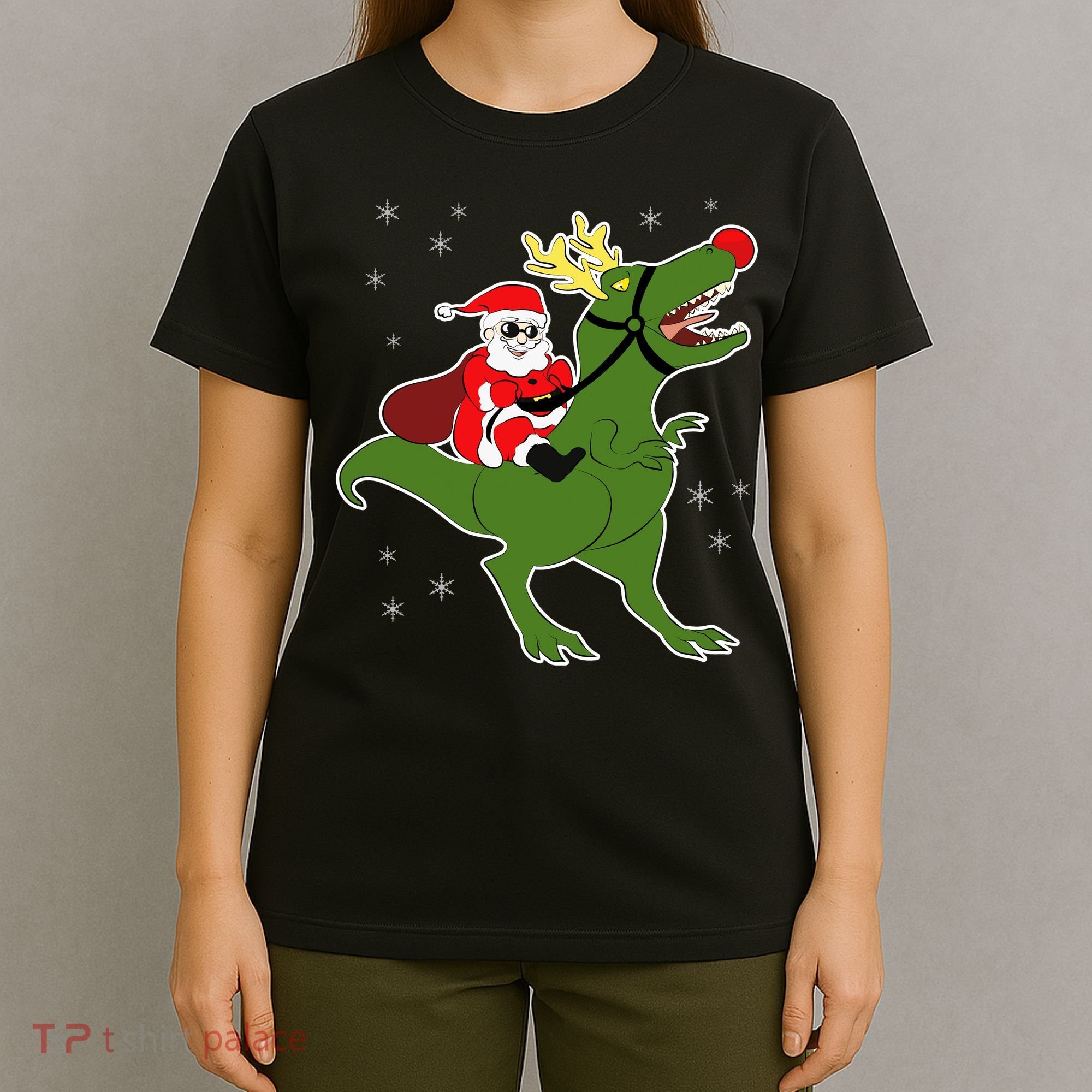 Santa Riding T-Rex T-Shirt
