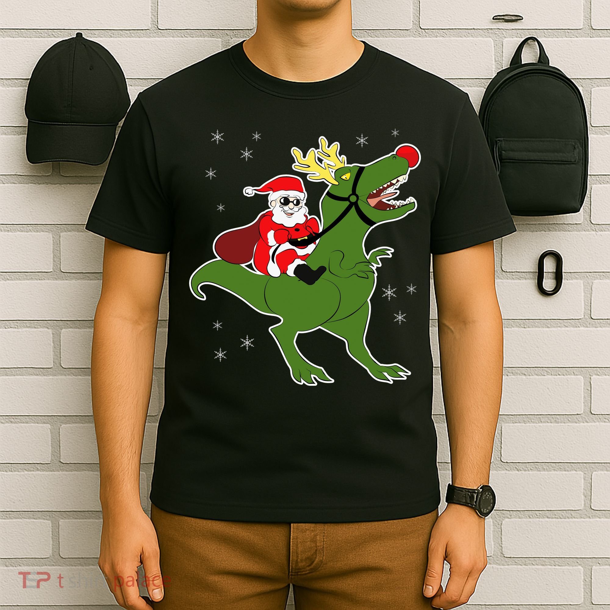 Santa Riding T-Rex T-Shirt
