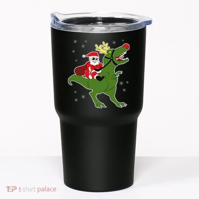 Santa Riding T-Rex Tumbler