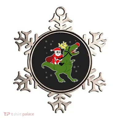 Santa Riding T-Rex Ornament
