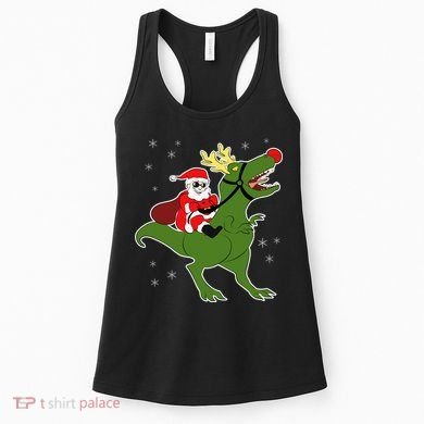 Santa Riding T-Rex Women's Tank Top