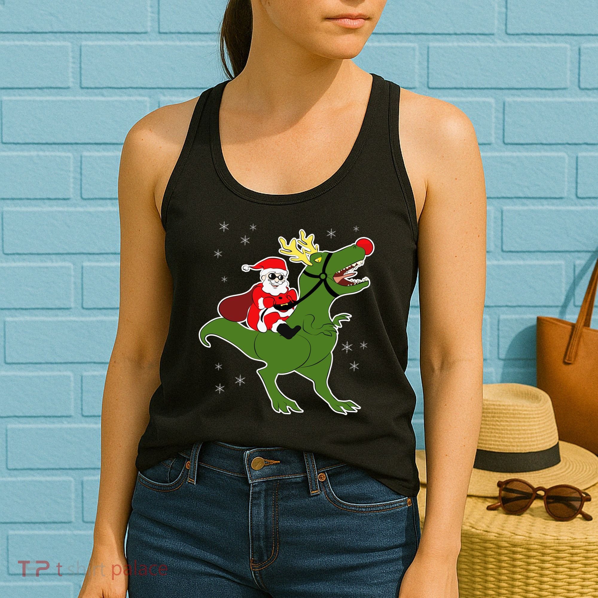 Santa Riding T-Rex Women's Tank Top