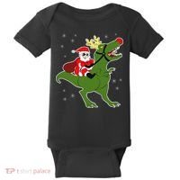 Santa Riding T-Rex Baby Bodysuit thumb 0