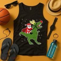 Santa Riding T-Rex Tank Top thumb 4