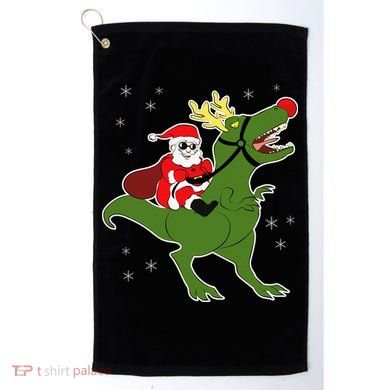 Santa Riding T-Rex Golf Towel