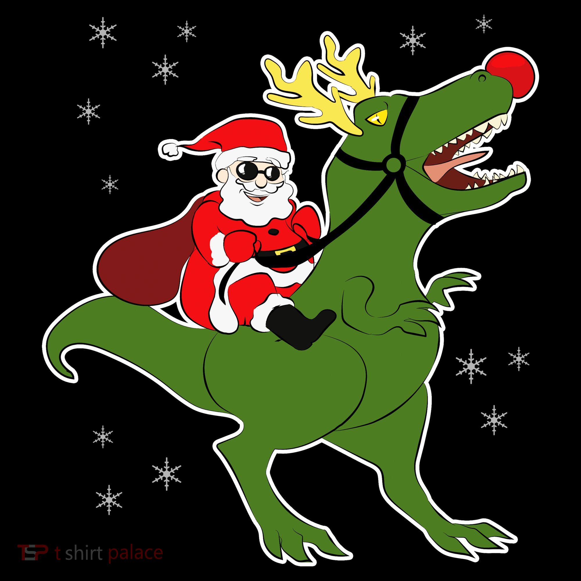 Santa Riding T-Rex Toddler T-Shirt