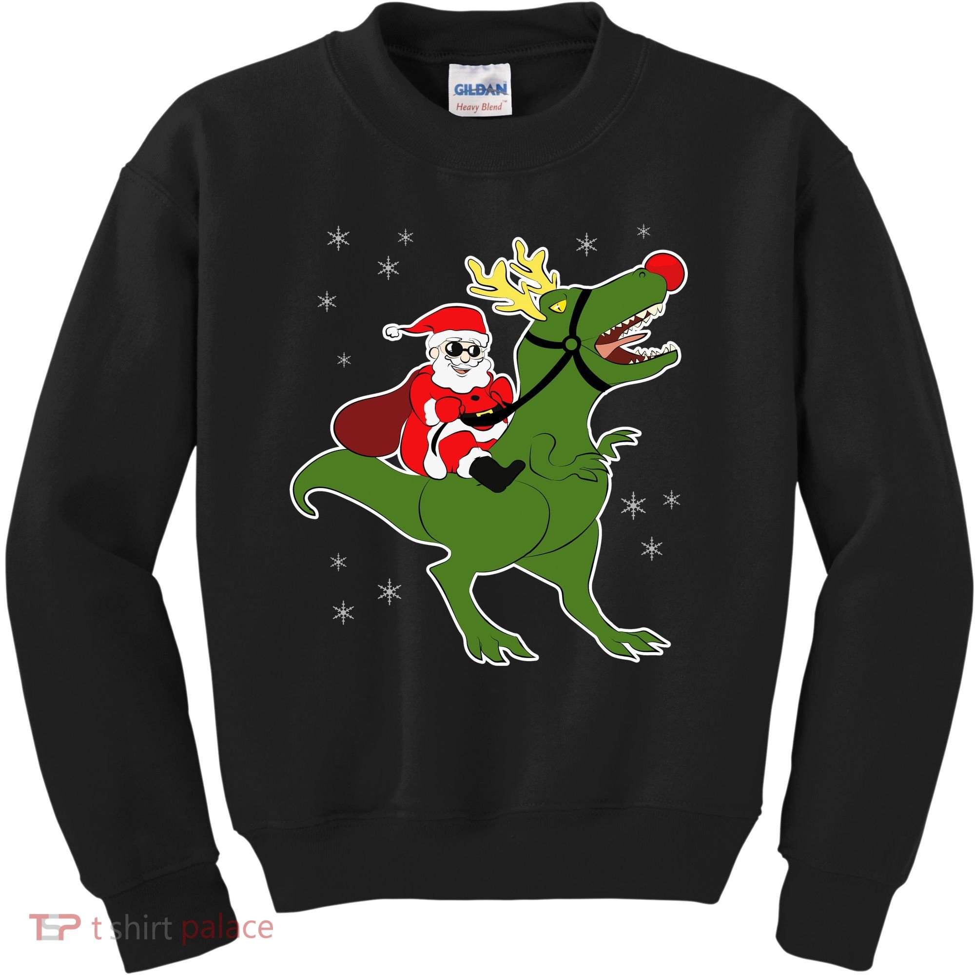 Santa Riding T-Rex Kids Sweatshirt