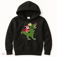 Santa Riding T-Rex Kids Hoodie thumb 0