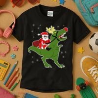 Santa Riding T-Rex Kids T-Shirt thumb 3