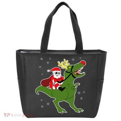 Santa Riding T-Rex Tote Bag