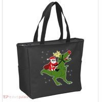 Santa Riding T-Rex Tote Bag thumb 2