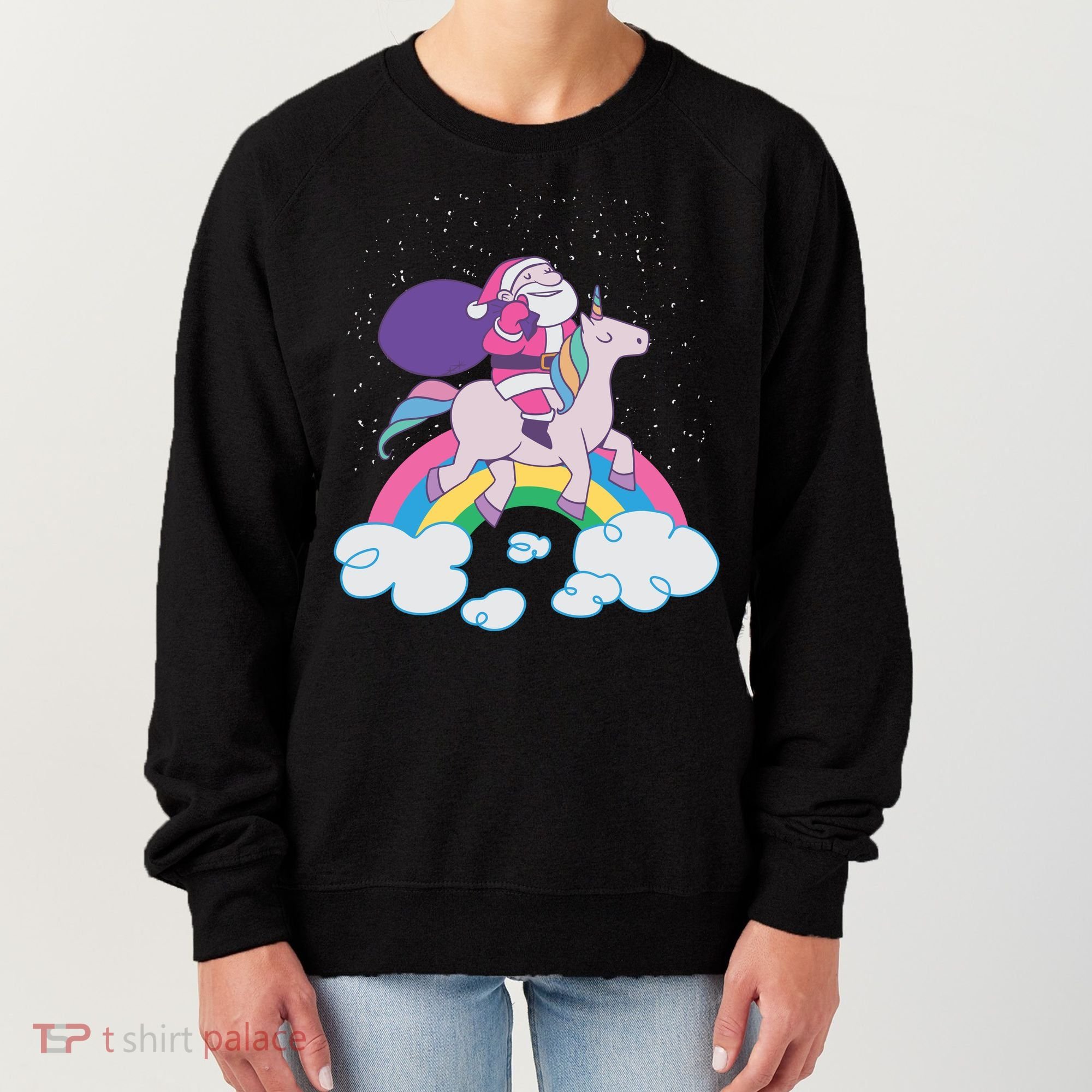 Santa Riding Unicorn Women's Sweatshirt
