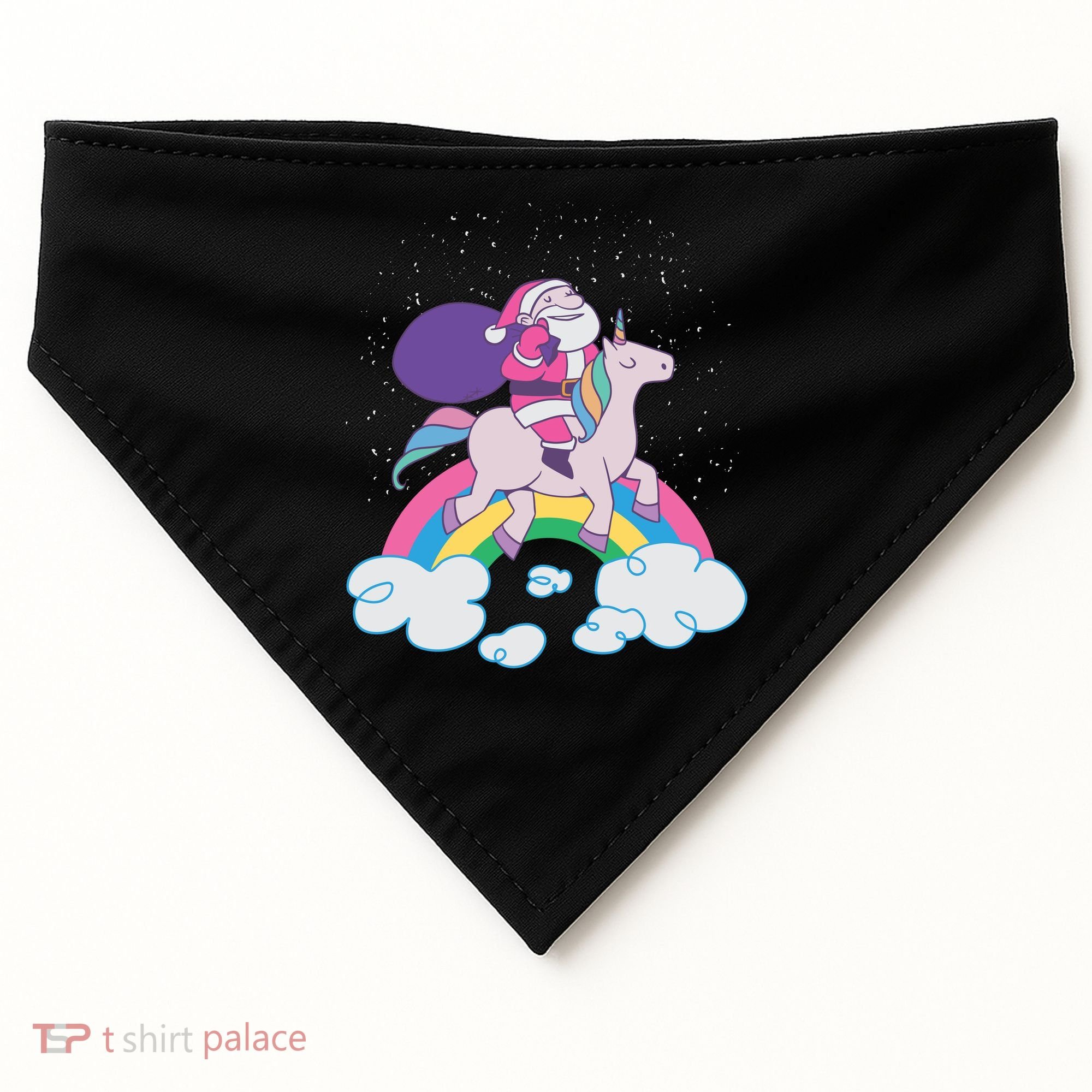 Santa Riding Unicorn USA-Made Doggie Bandana