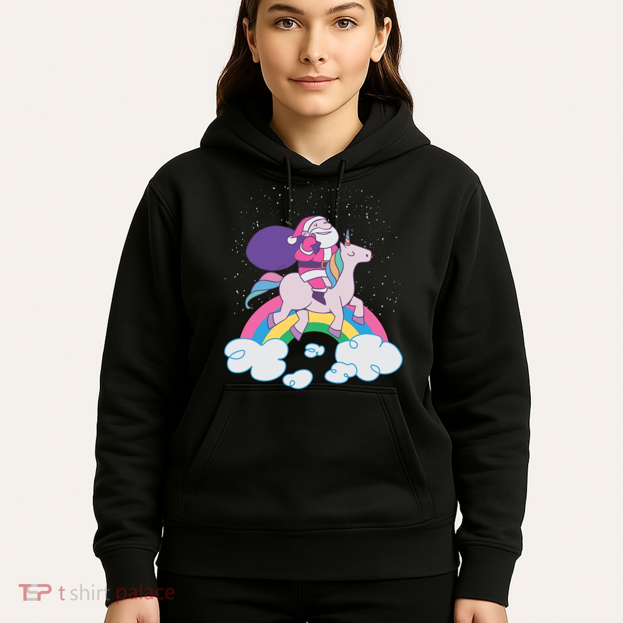 Santa Riding Unicorn Hoodie