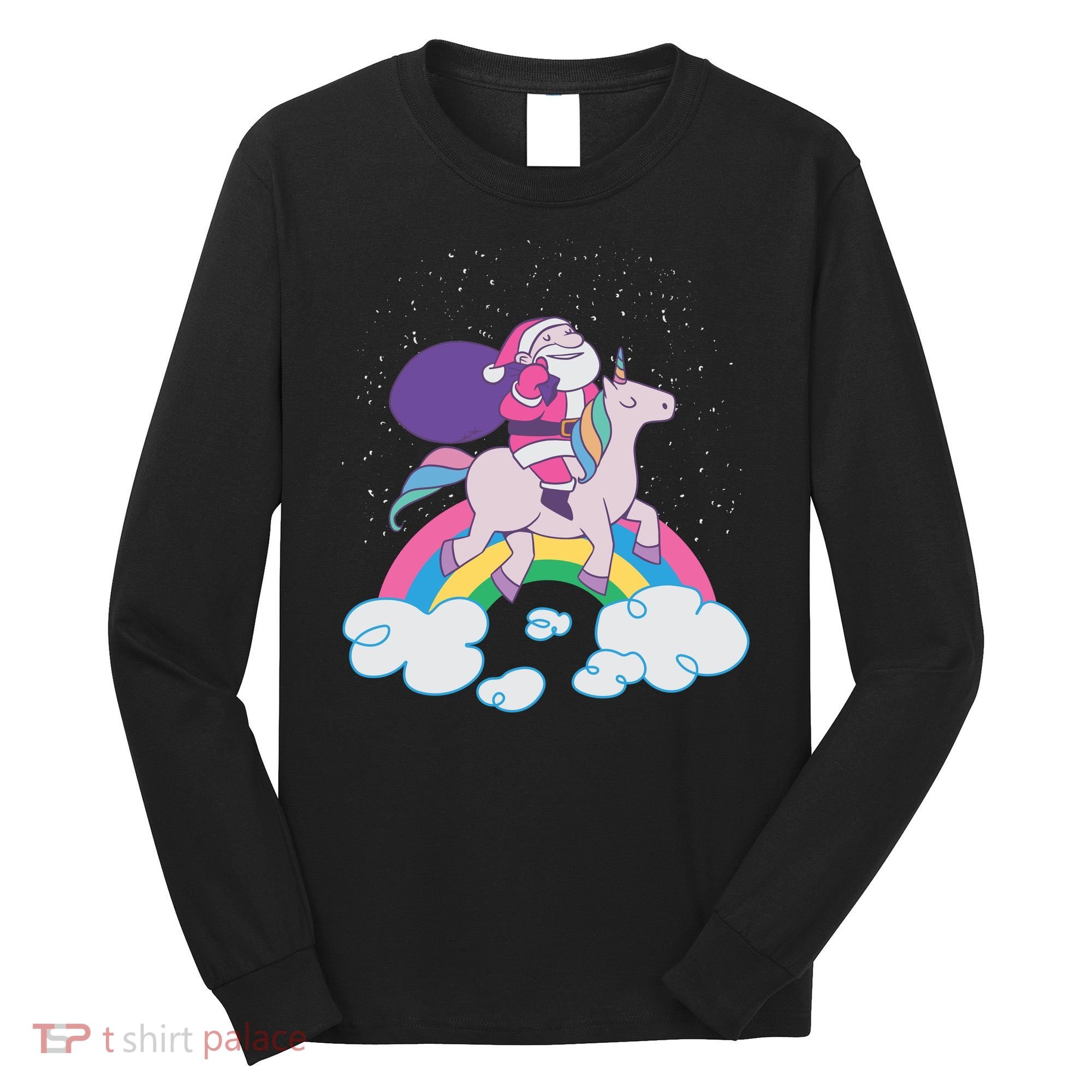Santa Riding Unicorn Long Sleeve Shirt