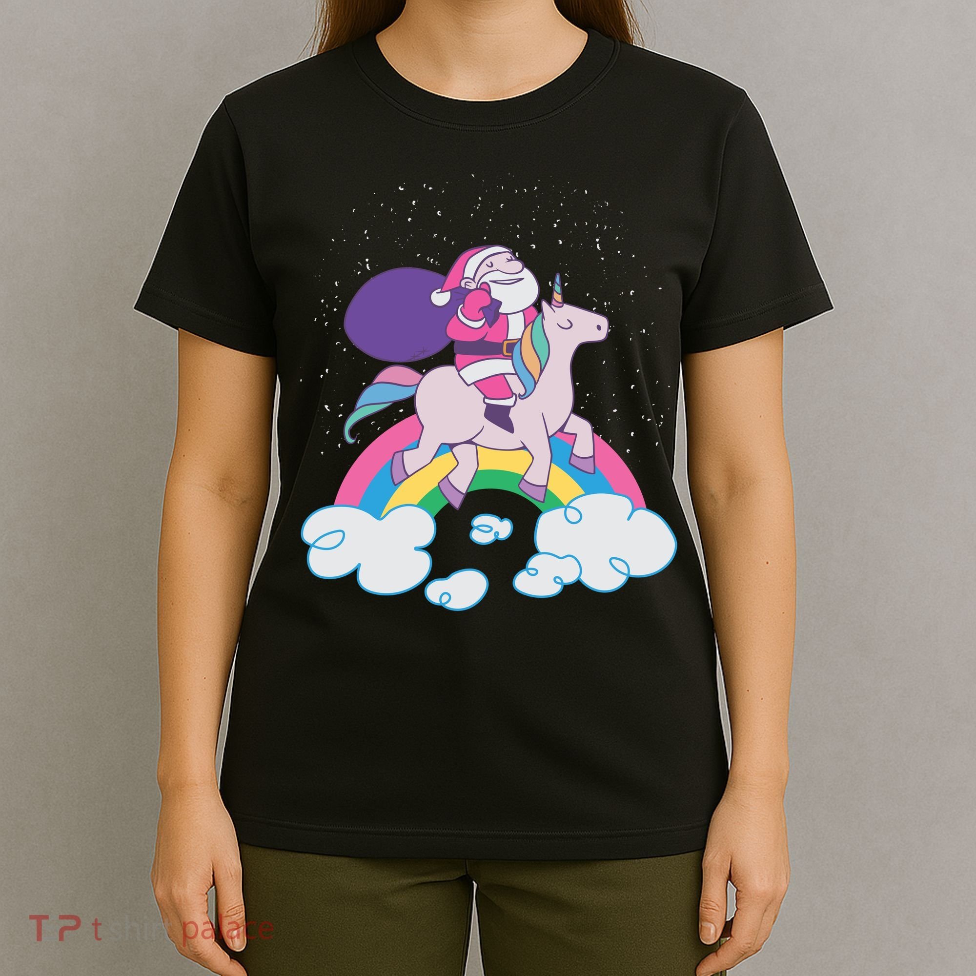 Santa Riding Unicorn T-Shirt