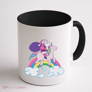 Santa Riding Unicorn Coffee Mug back