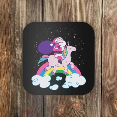 Santa Riding Unicorn Coaster