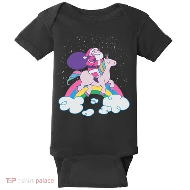 Santa Riding Unicorn Baby Bodysuit