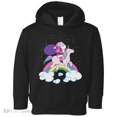 Santa Riding Unicorn Toddler Hoodie