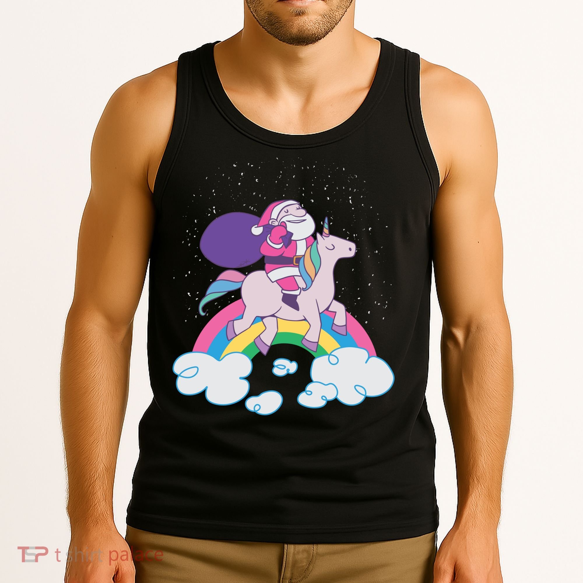 Santa Riding Unicorn Tank Top