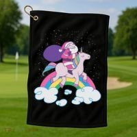 Santa Riding Unicorn Golf Towel thumb 1