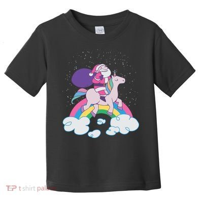 Santa Riding Unicorn Toddler T-Shirt