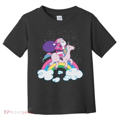 Santa Riding Unicorn Toddler T-Shirt