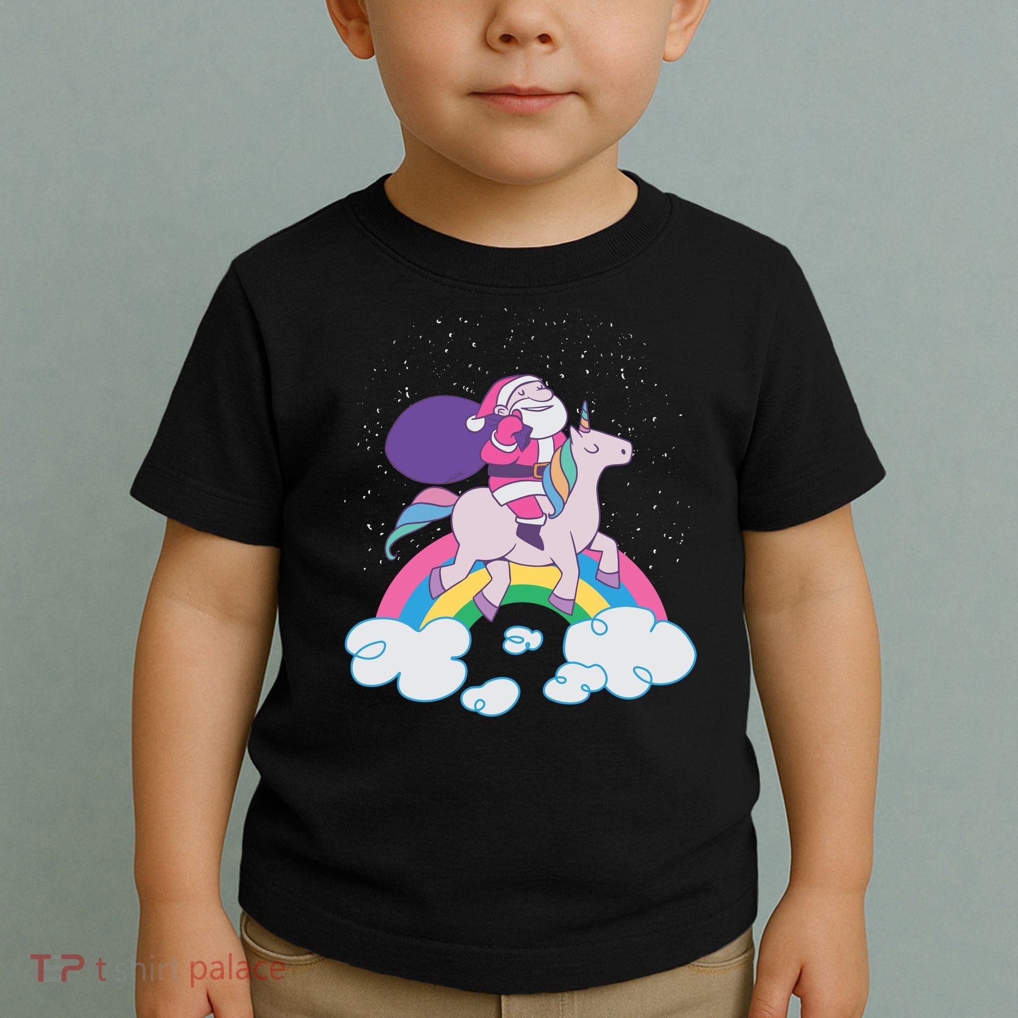 Santa Riding Unicorn Toddler T-Shirt