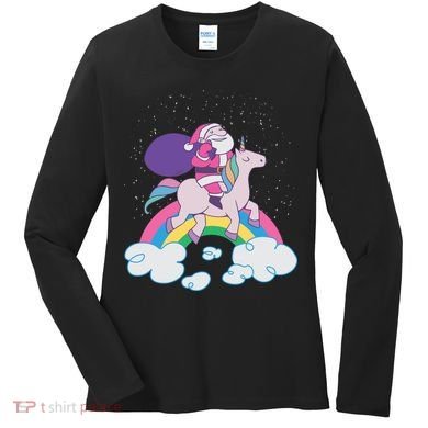 Santa Riding Unicorn Women's Long Sleeve Shirt